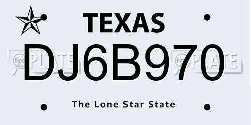 DJ6B970 Texas License Plate