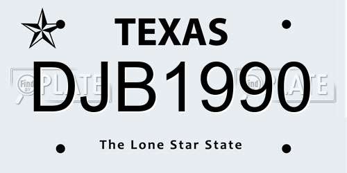 DJB1990 Texas License Plate