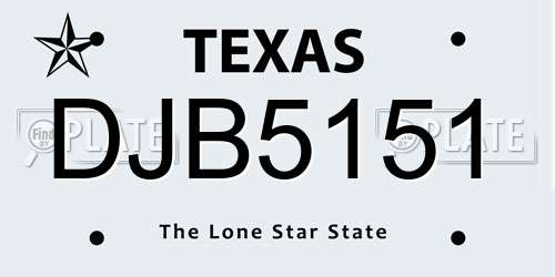 DJB5151 Texas License Plate