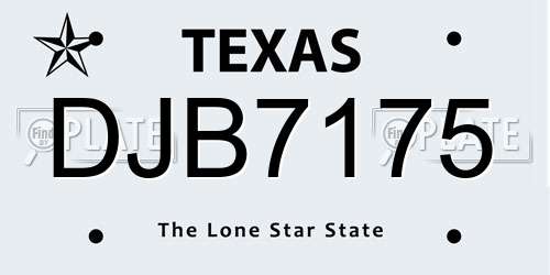 DJB7175 Texas License Plate