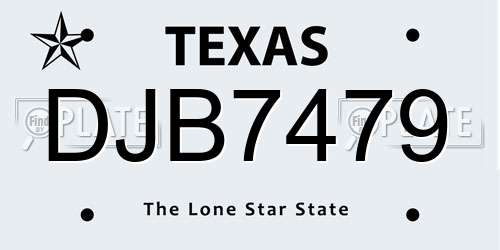 DJB7479 Texas License Plate