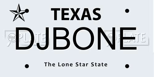 DJBONE Texas License Plate