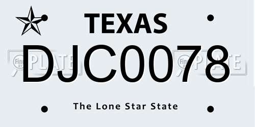 DJC0078 Texas License Plate