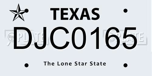 DJC0165 Texas License Plate