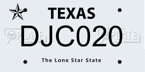 DJC020 Texas License Plate