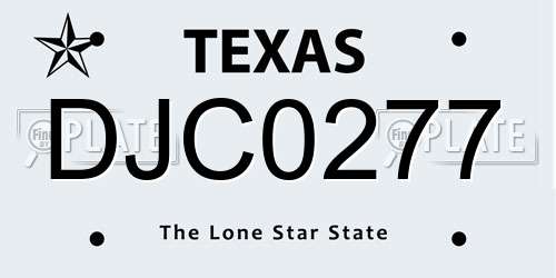 DJC0277 Texas License Plate