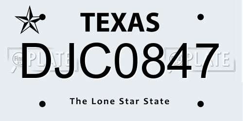 DJC0847 Texas License Plate