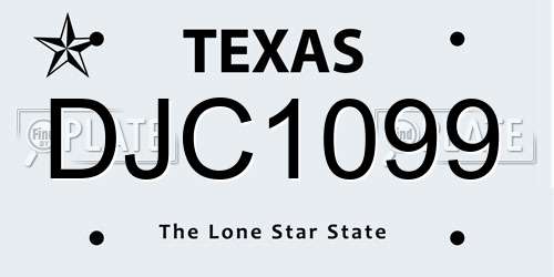 DJC1099 Texas License Plate