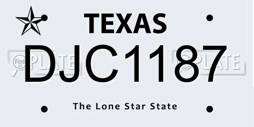 DJC1187 Texas License Plate