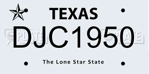 DJC1950 Texas License Plate