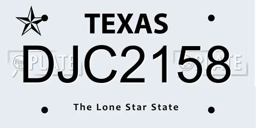 DJC2158 Texas License Plate