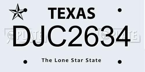 DJC2634 Texas License Plate