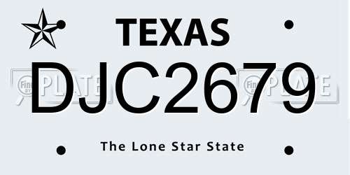DJC2679 Texas License Plate