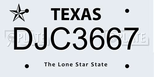 DJC3667 Texas License Plate