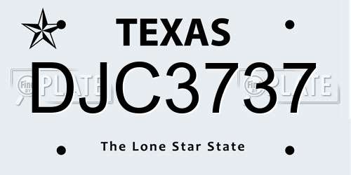 DJC3737 Texas License Plate