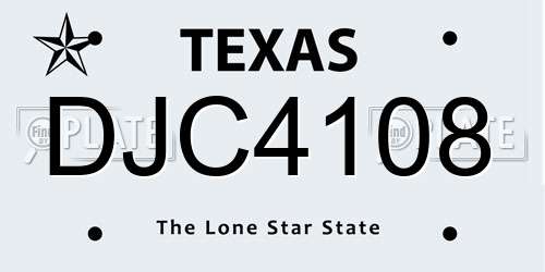 DJC4108 Texas License Plate