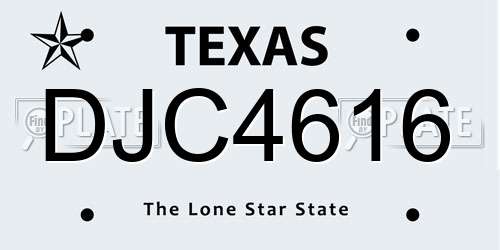 DJC4616 Texas License Plate