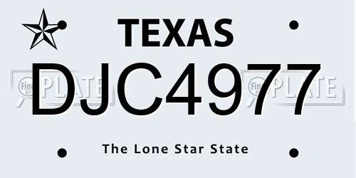 DJC4977 Texas License Plate