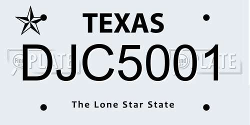 DJC5001 Texas License Plate