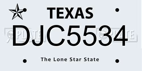 DJC5534 Texas License Plate