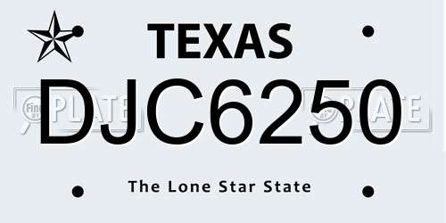 DJC6250 Texas License Plate