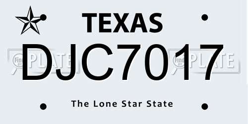 DJC7017 Texas License Plate