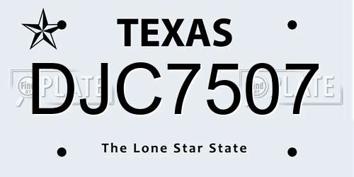 DJC7507 Texas License Plate