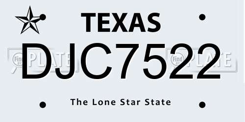 DJC7522 Texas License Plate