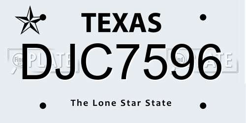 DJC7596 Texas License Plate