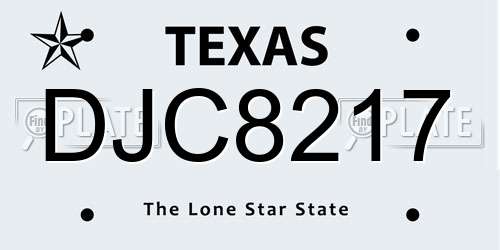 DJC8217 Texas License Plate