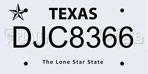 DJC8366 Texas License Plate