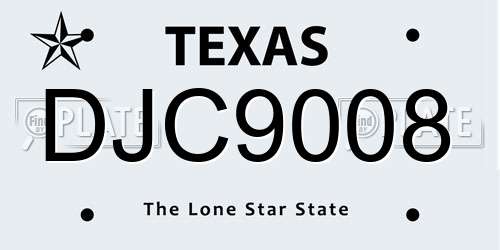 DJC9008 Texas License Plate