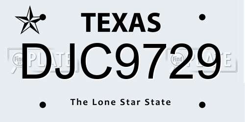 DJC9729 Texas License Plate