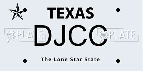 DJCC Texas License Plate