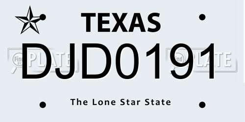 DJD0191 Texas License Plate