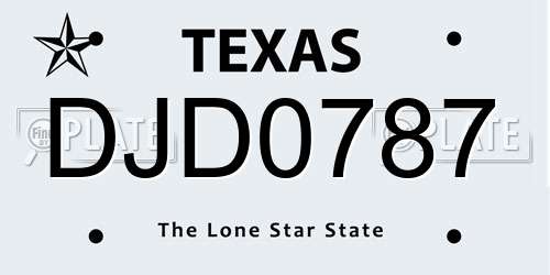 DJD0787 Texas License Plate