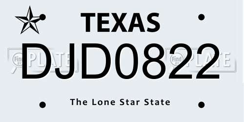 DJD0822 Texas License Plate
