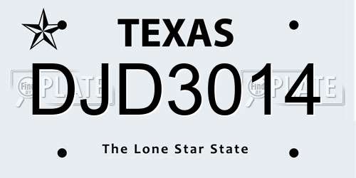 DJD3014 Texas License Plate