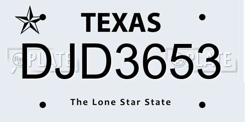 DJD3653 Texas License Plate