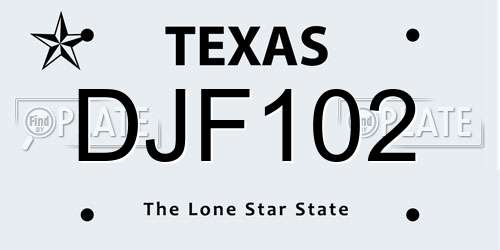 DJF102 Texas License Plate
