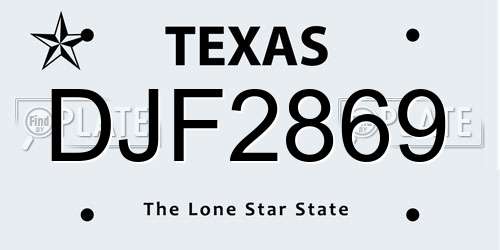 DJF2869 Texas License Plate