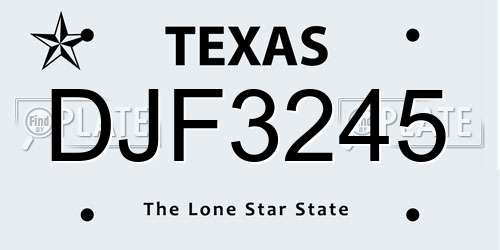 DJF3245 Texas License Plate