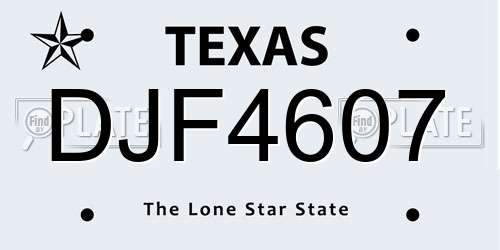 DJF4607 Texas License Plate