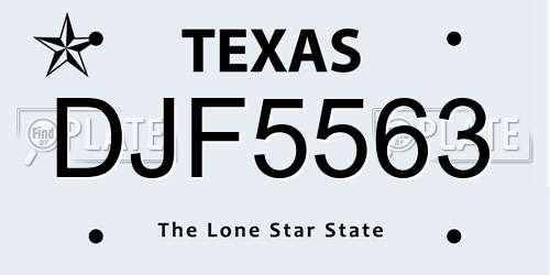 DJF5563 Texas License Plate