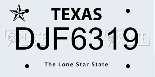 DJF6319 Texas License Plate