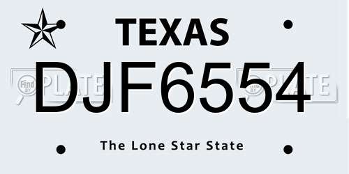 DJF6554 Texas License Plate