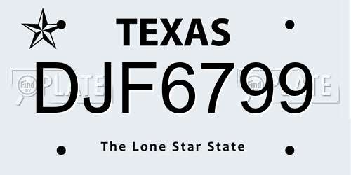 DJF6799 Texas License Plate