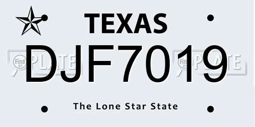 DJF7019 Texas License Plate