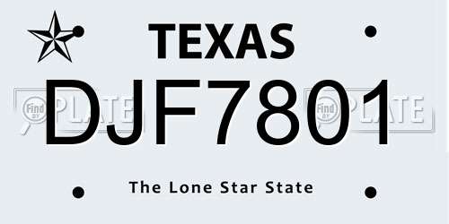 DJF7801 Texas License Plate