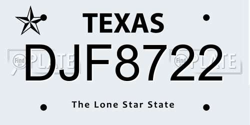 DJF8722 Texas License Plate